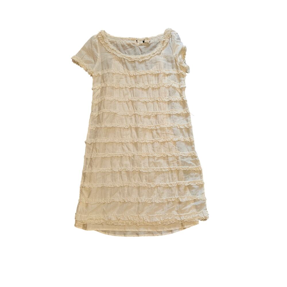 J.crew cream ruffle mini dress silk Womens 12 feminine dainty cottage romantic